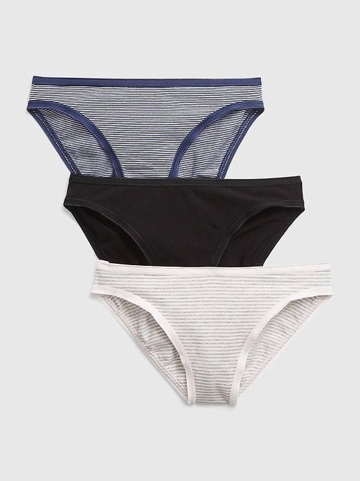 1 of 8 showing, with the color BLUE STRIPE MULTI of product Stretch Cotton Bikini (3-Pack)