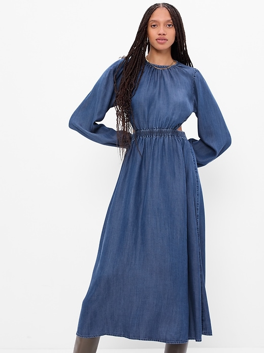 LENZING TENCEL Lyocell Denim Cutout Midi Dress | Gap