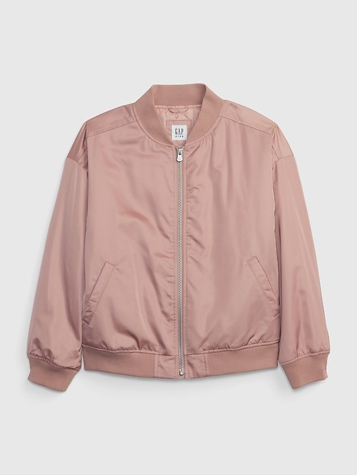 1 of 8 showing, with the color beige of product Kids Shiny Bomber Jacket