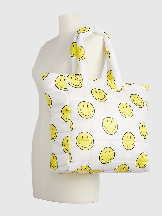 2 of 8 showing, with the color birch beige of product Gap × Smiley® Puffer Tote Bag