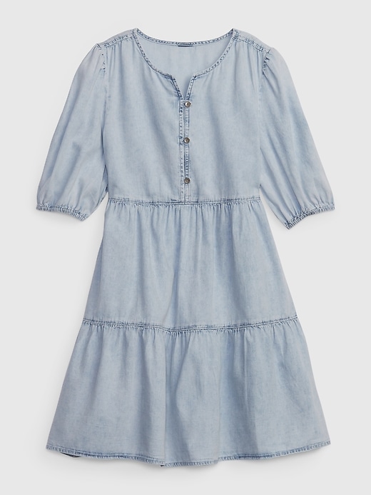 Image number 1 showing, Kids Tiered Denim Dress with Washwell