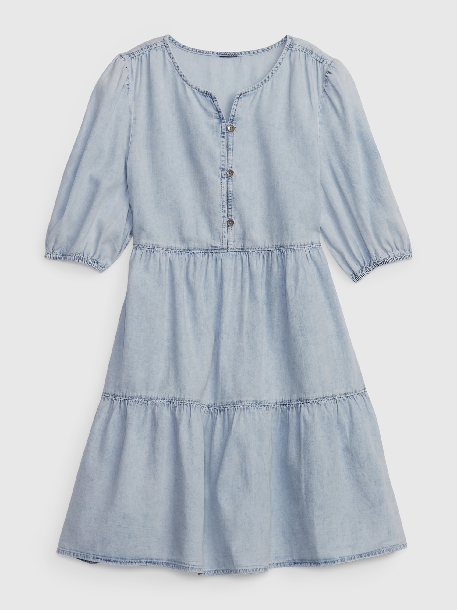 Kids Tiered Denim Dress with Washwell Gap