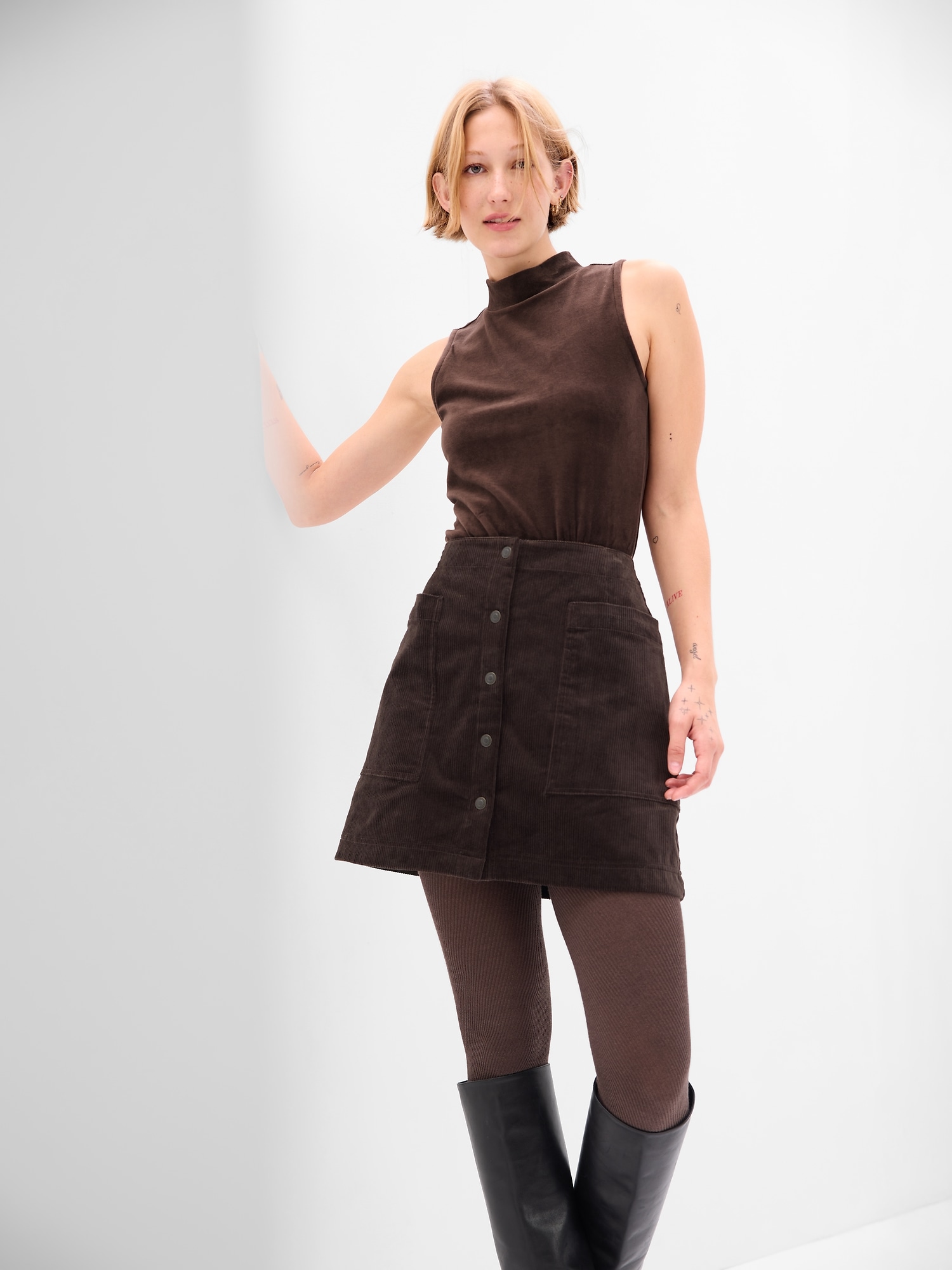 Mockneck Velour Bodysuit Gap