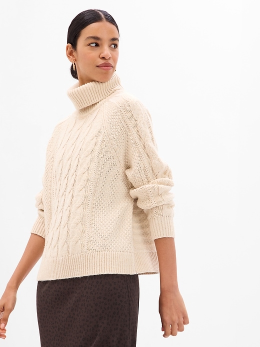 Image number 3 showing, Cable-Knit Turtleneck Sweater