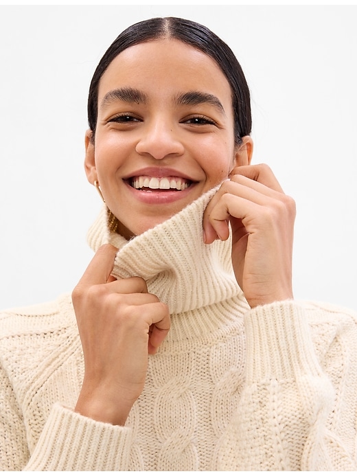Image number 1 showing, Cable-Knit Turtleneck Sweater