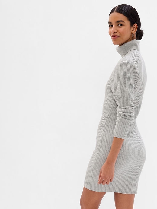 Image number 2 showing, Puff Sleeve Turtleneck Mini Sweater Dress