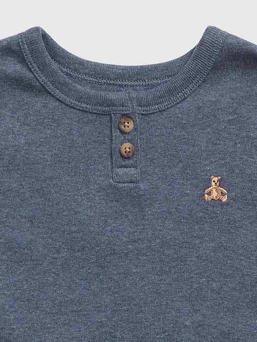 Image number 2 showing, Baby & Toddler Organic Cotton Heather Henley PJ Set