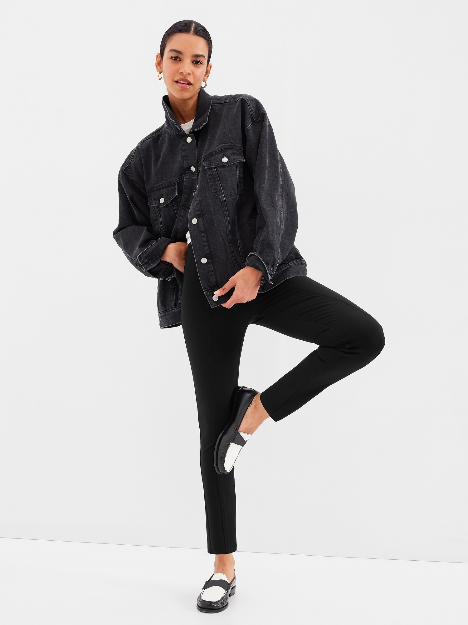 Gap High Rise Ponte Skinny Pants In Black