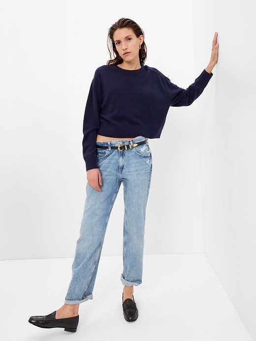 Image number 5 showing, Wool-Blend Cropped Crewneck Sweater