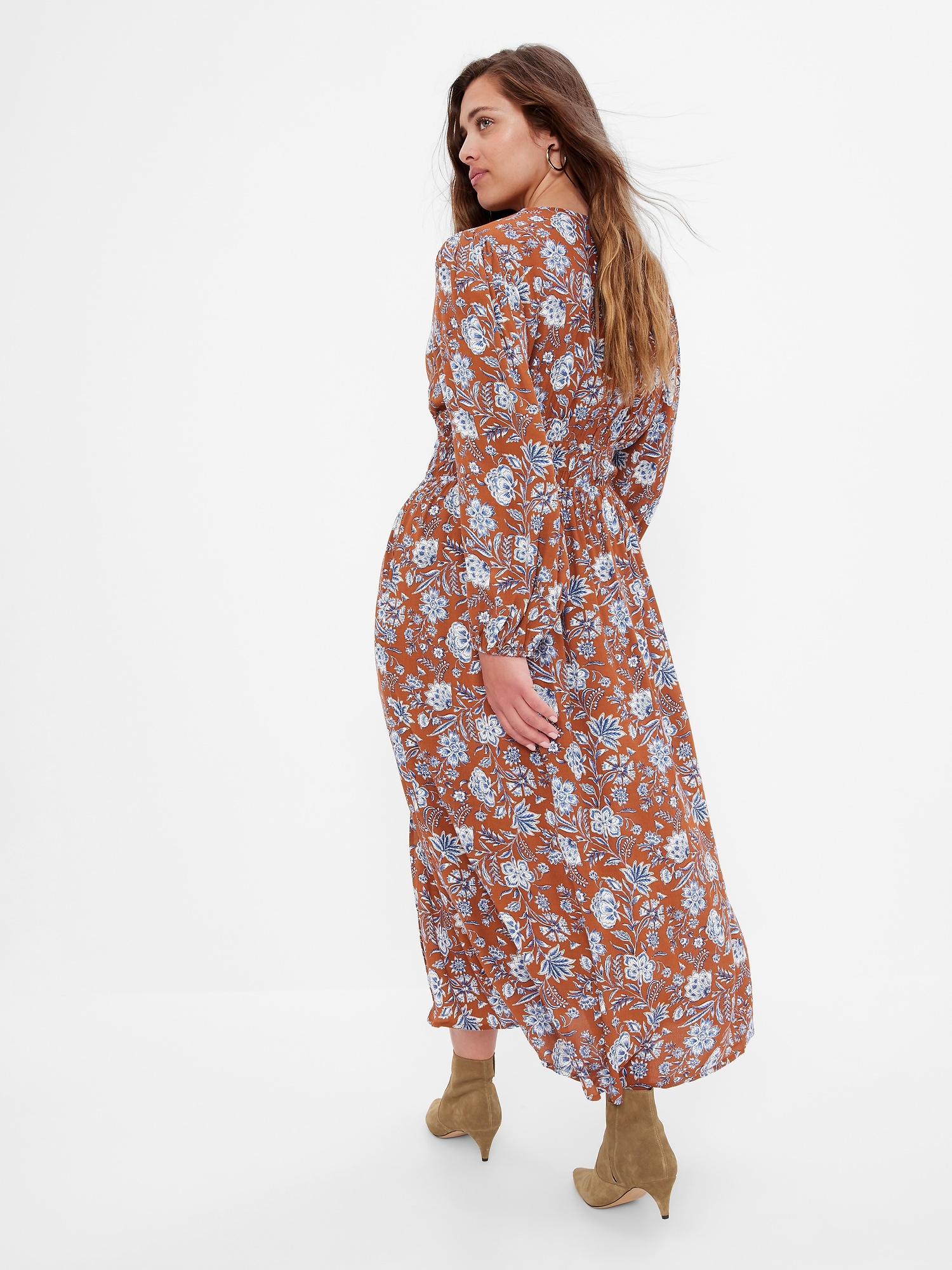 Smocked Waist Puff Maxi Dress 