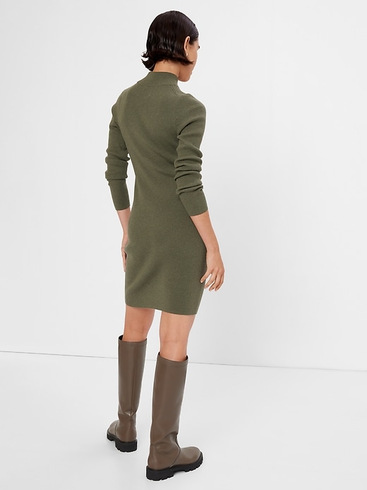 2 of 8 showing, with the color army jacket green of product Mockneck Merino Wool-Blend Midi Sweater Dress