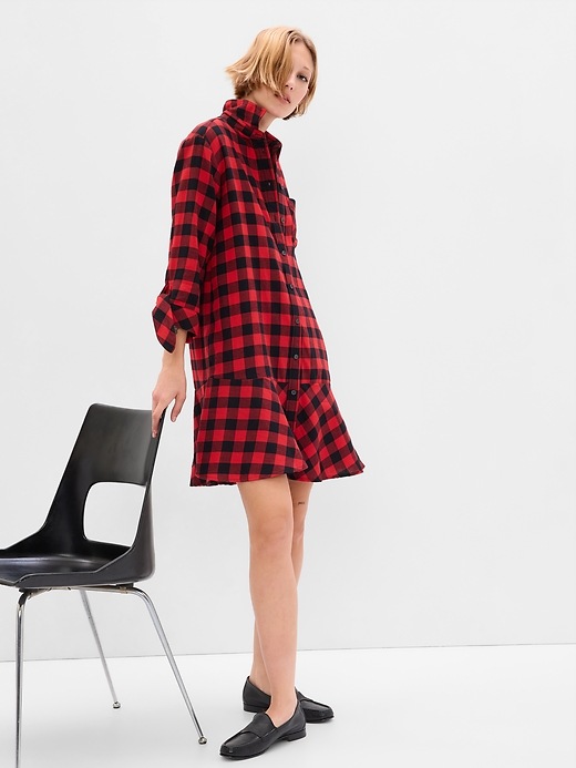 Ruffle Hem Plaid Shirtdress | Gap