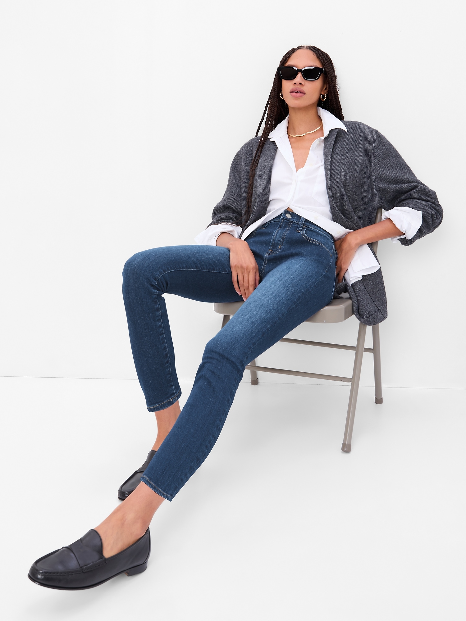 Gap Mid Rise True Skinny Jeans With Washwell In Dark Wash