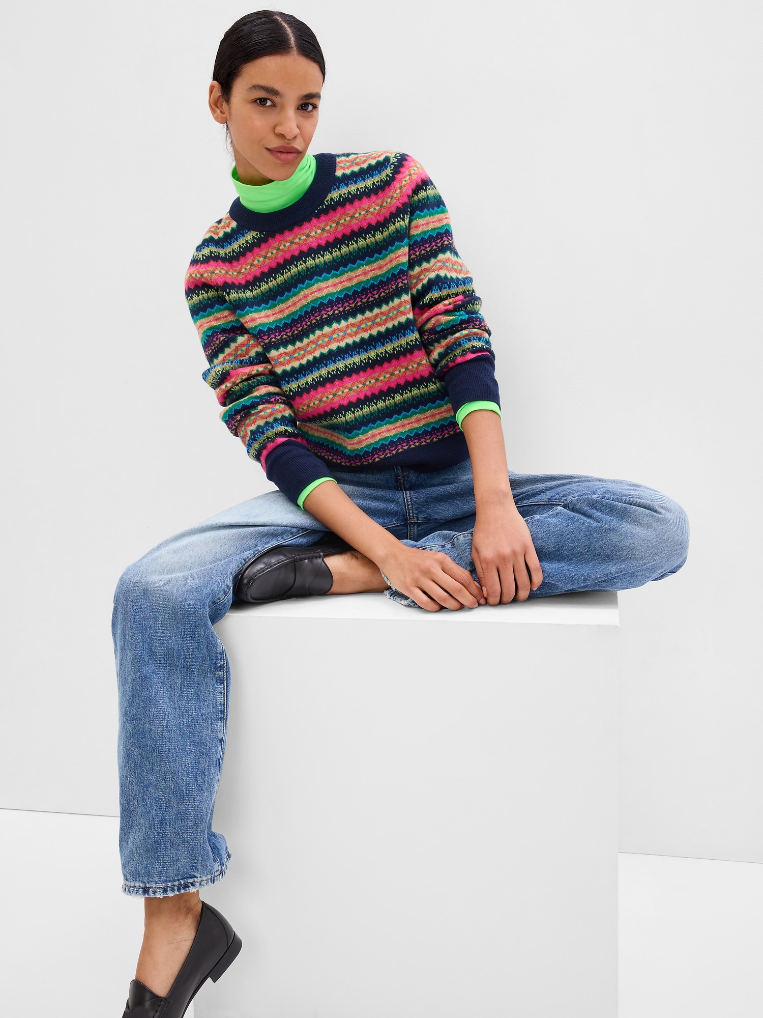 CashSoft Fair Isle Crewneck Sweater | Gap