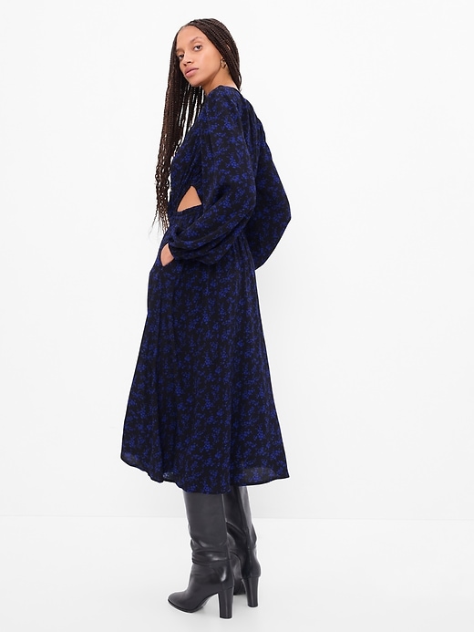 2 of 8 showing, with the color blue & black floral of product Cutout Midi Dress