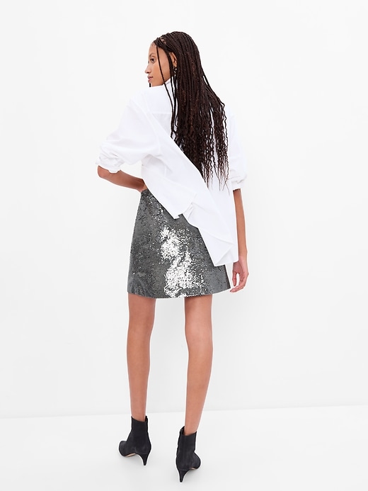 2 of 8 showing, with the color silver grey of product Recycled Sequin Mini Skirt
