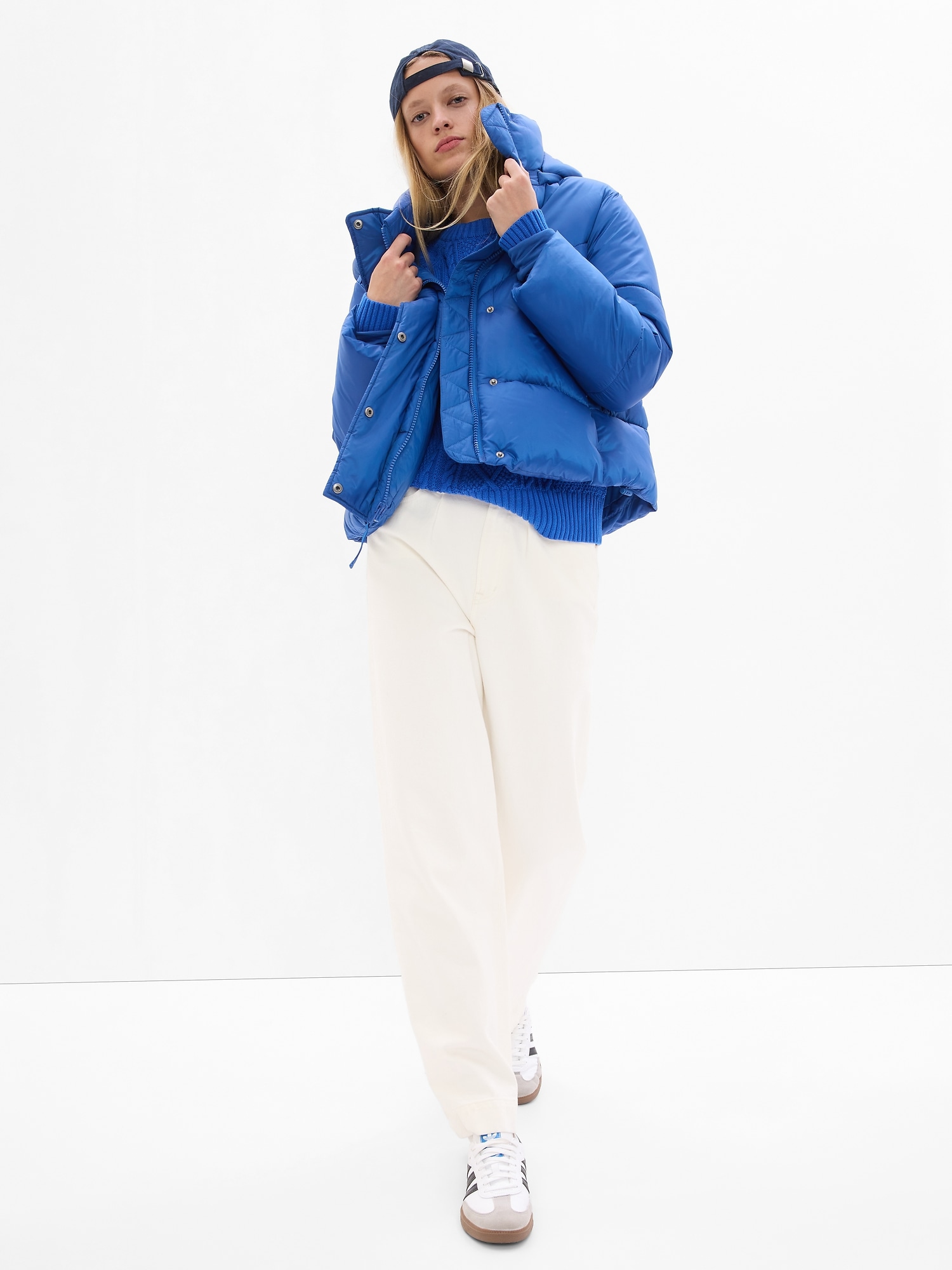 Gap Big Puff Cropped Jacket In Imperial Blue