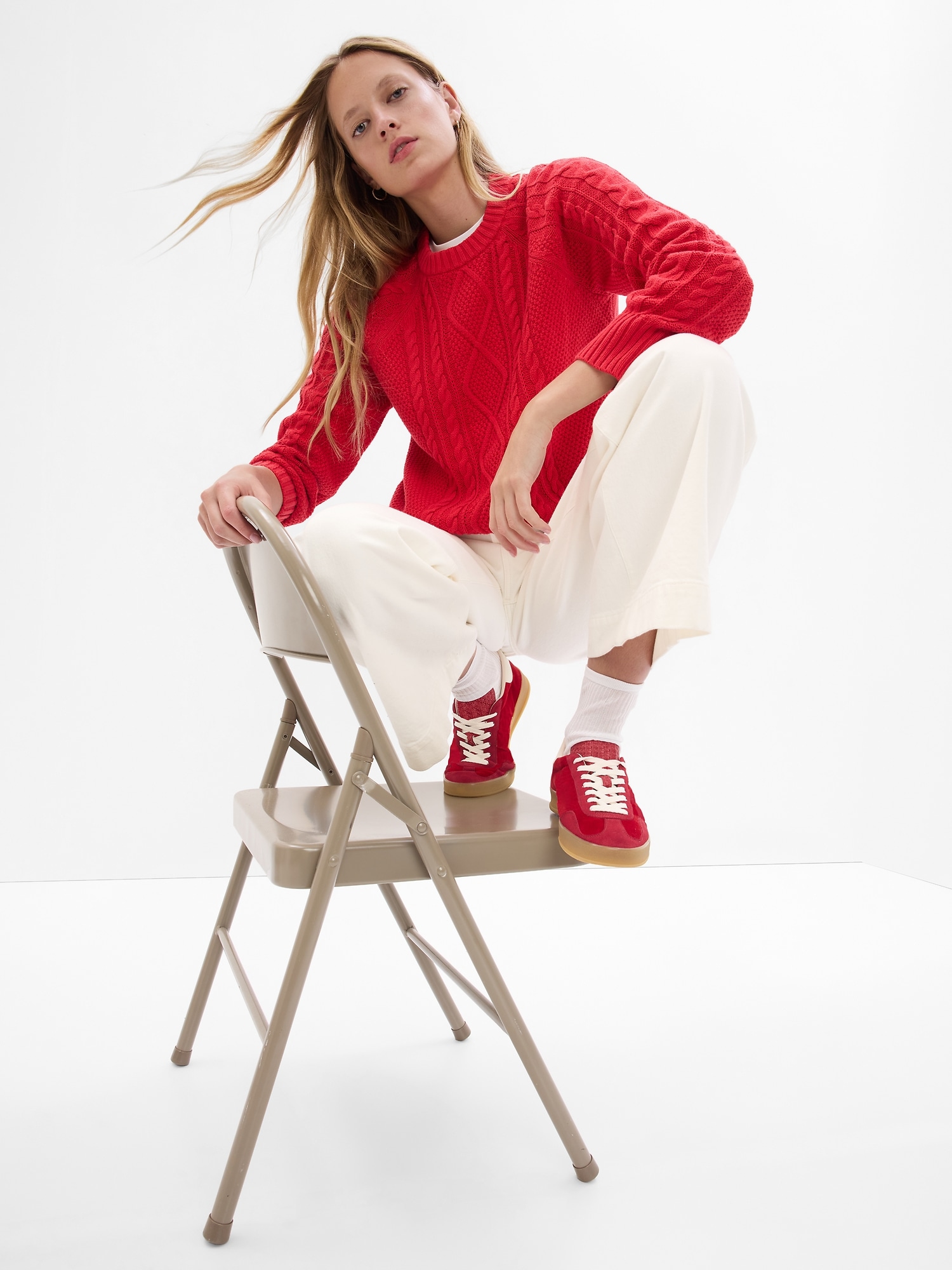 Cable Knit Crewneck Sweater Gap