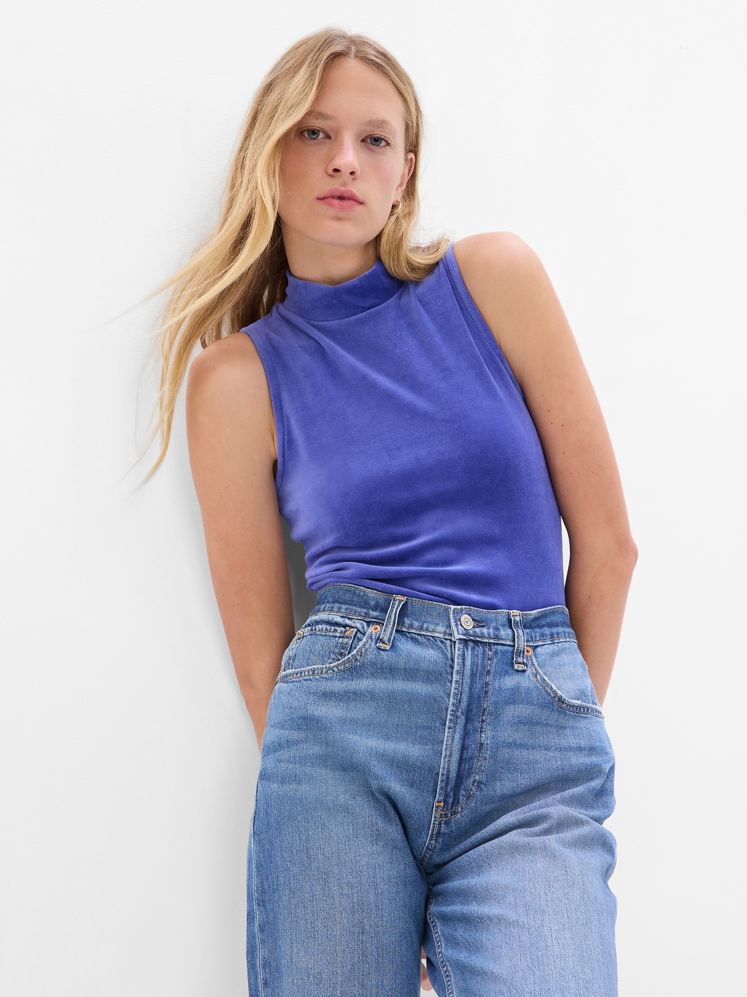 Mockneck Velour Bodysuit Gap