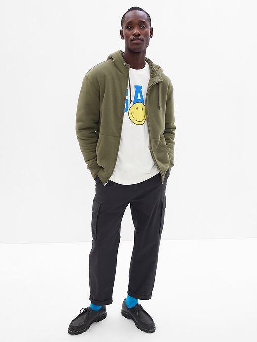1 of 8 showing, with the color army jacket green of product Vintage Soft Full-Zip Sherpa Hoodie
