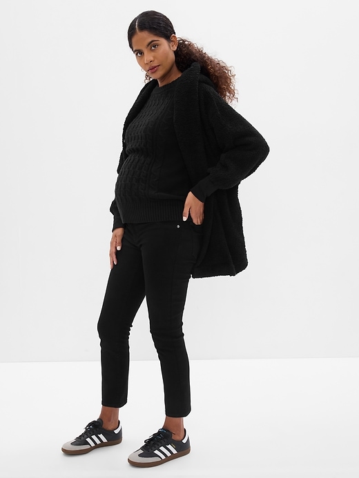 1 of 8 showing, with the color true black of product Maternity Sherpa Jacket