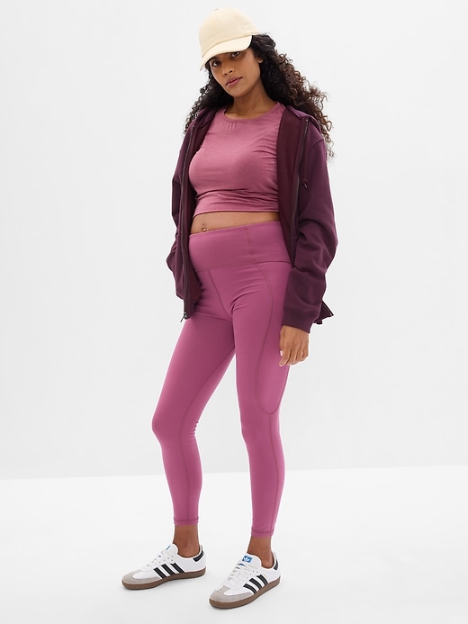 1 of 8 showing, with the color damson purple of product Maternity Recycled Full Panel Leggings