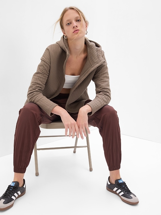 1 of 8 showing, with the color cashmere brown of product GapFit Jacquard Full-Zip Jacket