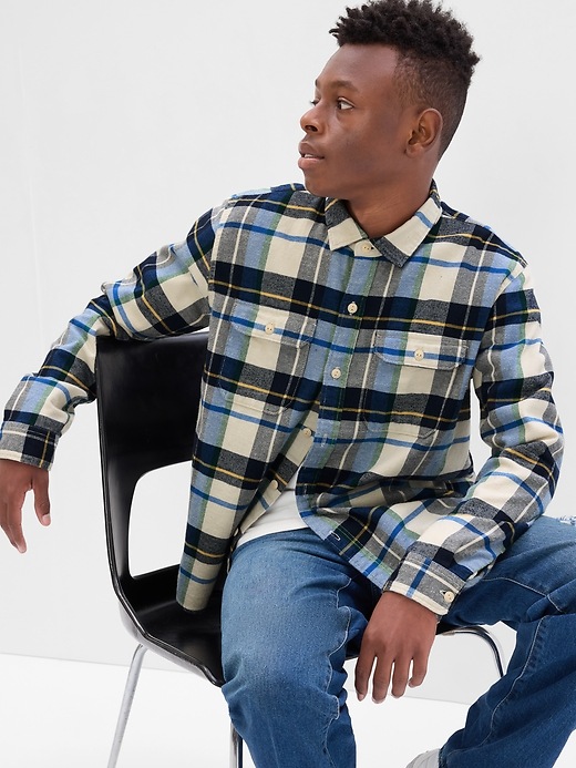 Image number 1 showing, Teen Organic Cotton Flannel Shirt