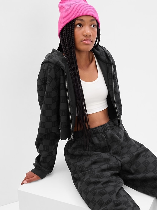 1 of 8 showing, with the color MOONLESS NIGHT CHECK of product Teen Gap Logo Checkered Hoodie