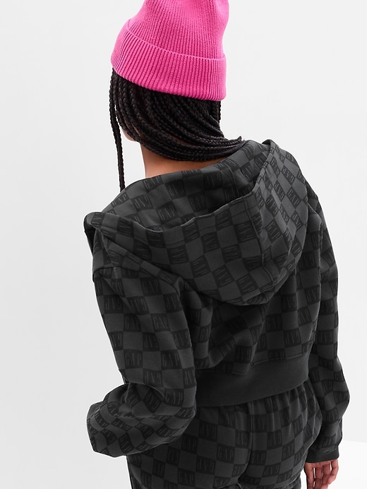 2 of 8 showing, with the color MOONLESS NIGHT CHECK of product Teen Gap Logo Checkered Hoodie