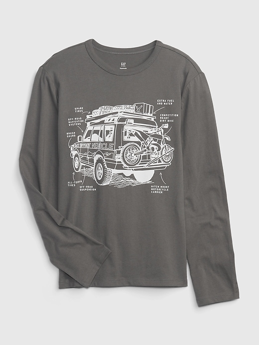 1 of 8 showing, with the color shark fin of product Kids 100% Organic Cotton Graphic T-Shirt