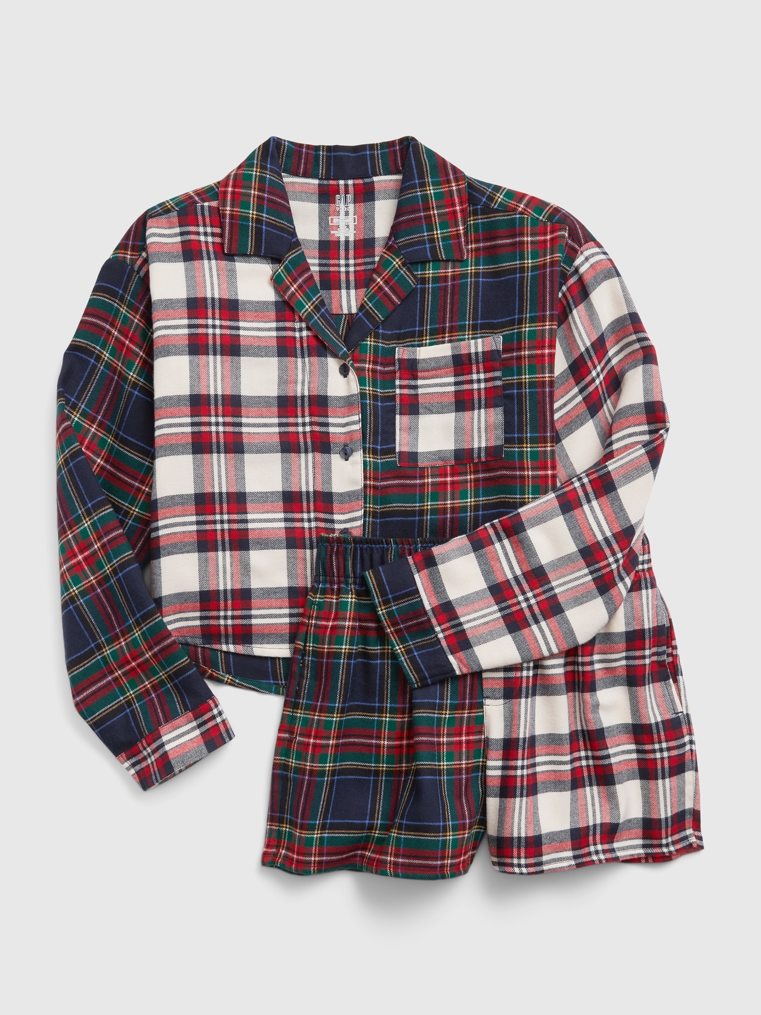 Kids Recycled Plaid PJ Shorts Set