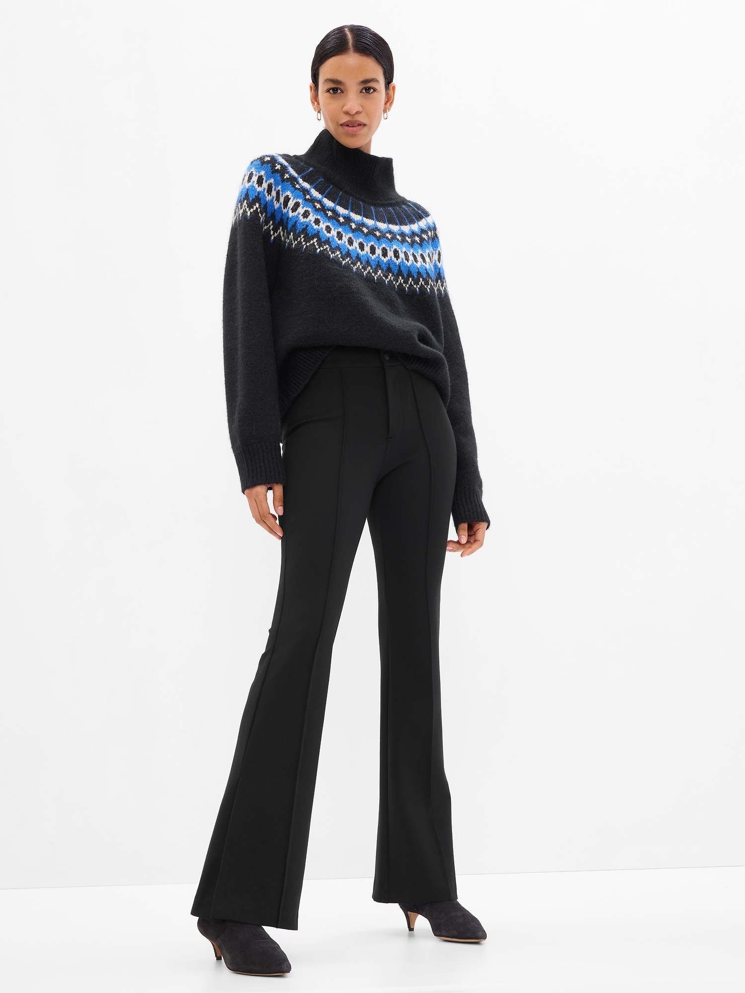 High Rise Ponte Split Flare Pants Gap