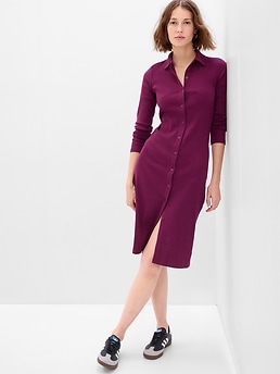 Rib Polo Midi Dress Gap