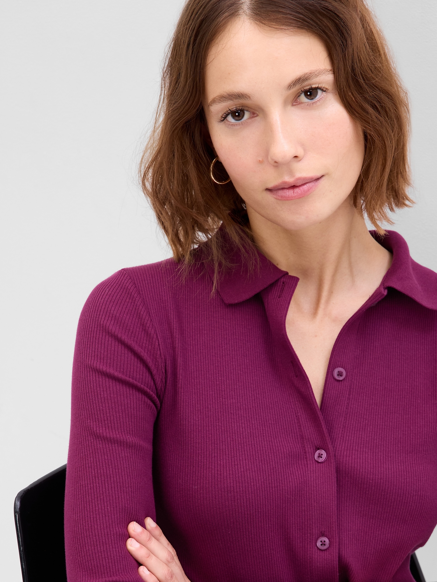 Rib Polo Midi Dress Gap