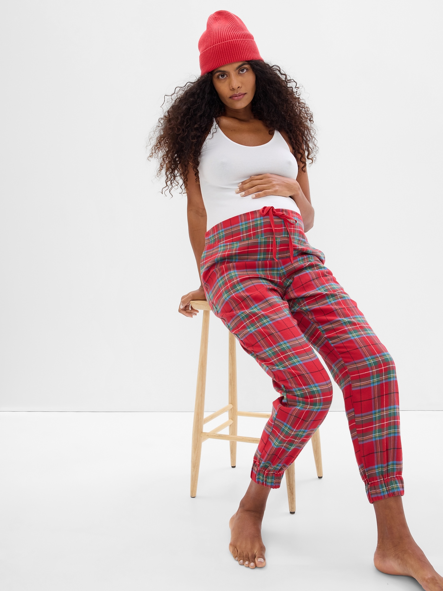 Maternity Under Belly Plaid PJ Pants Gap