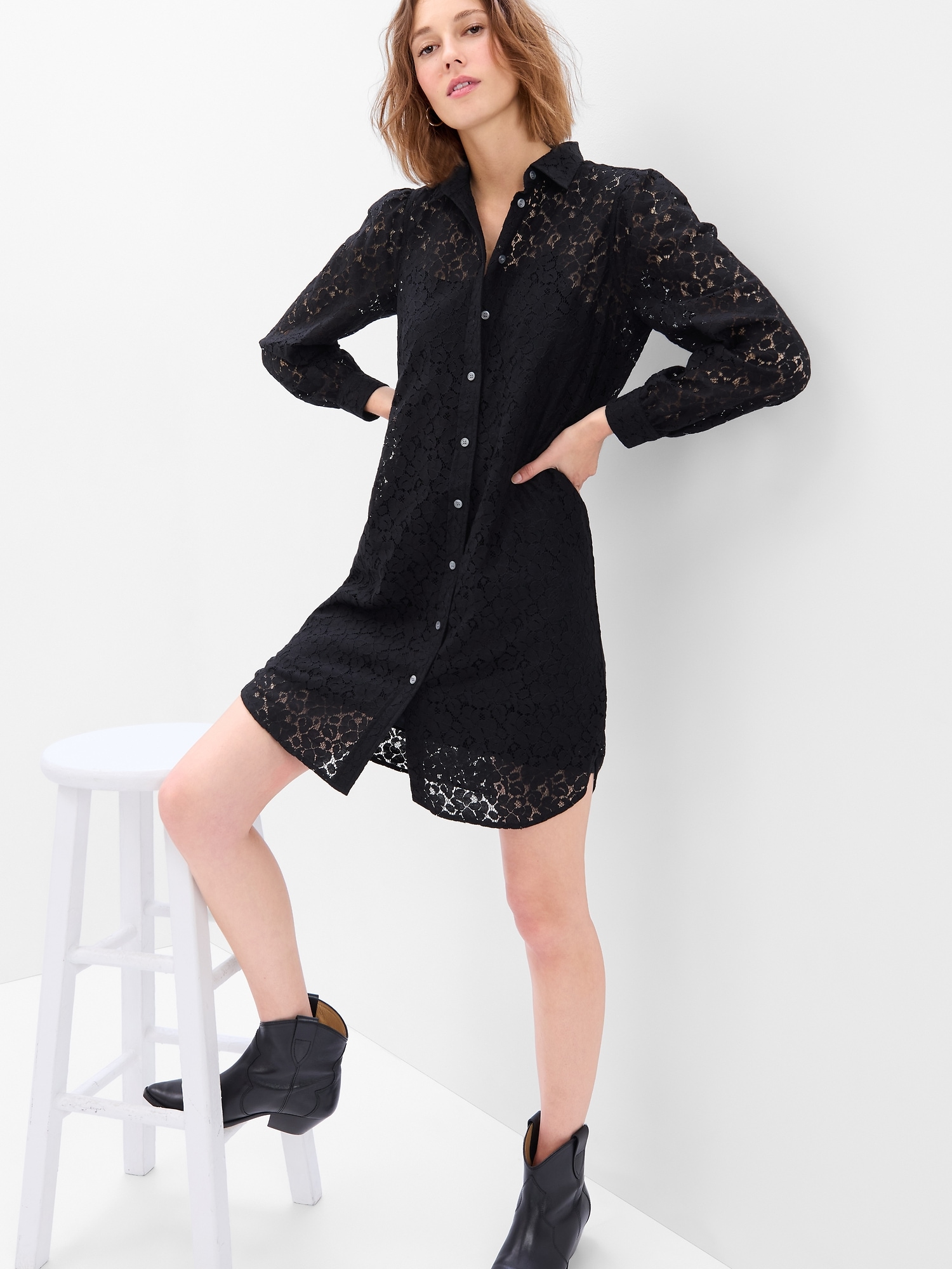 Lace Mini Shirtdress