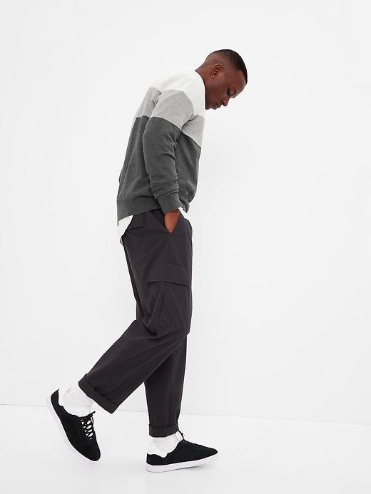 1 of 8 showing, with the color medium grey heather of product Mainstay Colorblock Crewneck Sweater