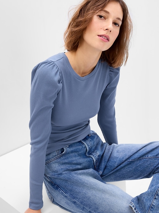 Image number 9 showing, Puff Sleeve Rib T-Shirt