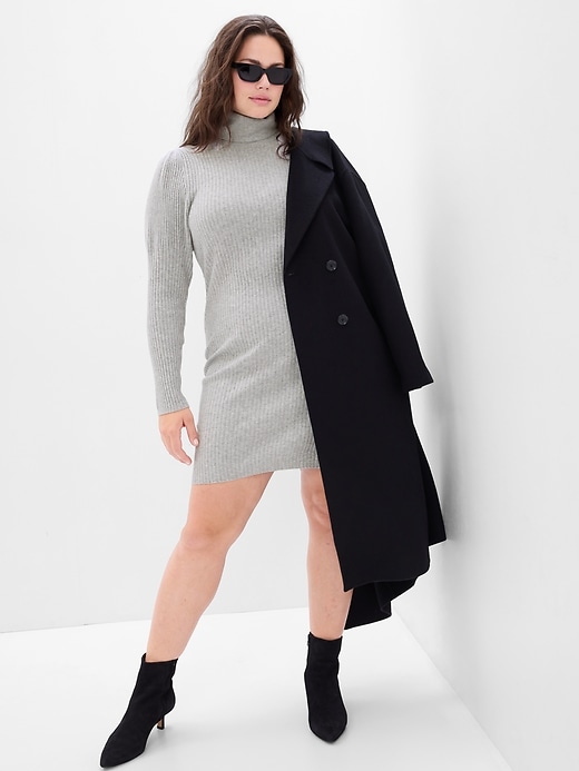 Image number 4 showing, Puff Sleeve Turtleneck Mini Sweater Dress