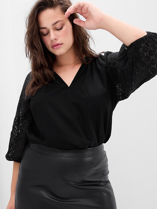 Image number 4 showing, Lace Sleeve Top