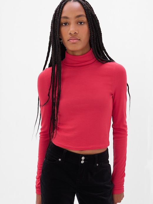 View large product image 1 of 1. Teen LENZING&#153 Modal Cropped Turtleneck