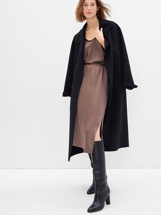 1 of 8 showing, with the color cashmere brown of product Satin Midi Skirt