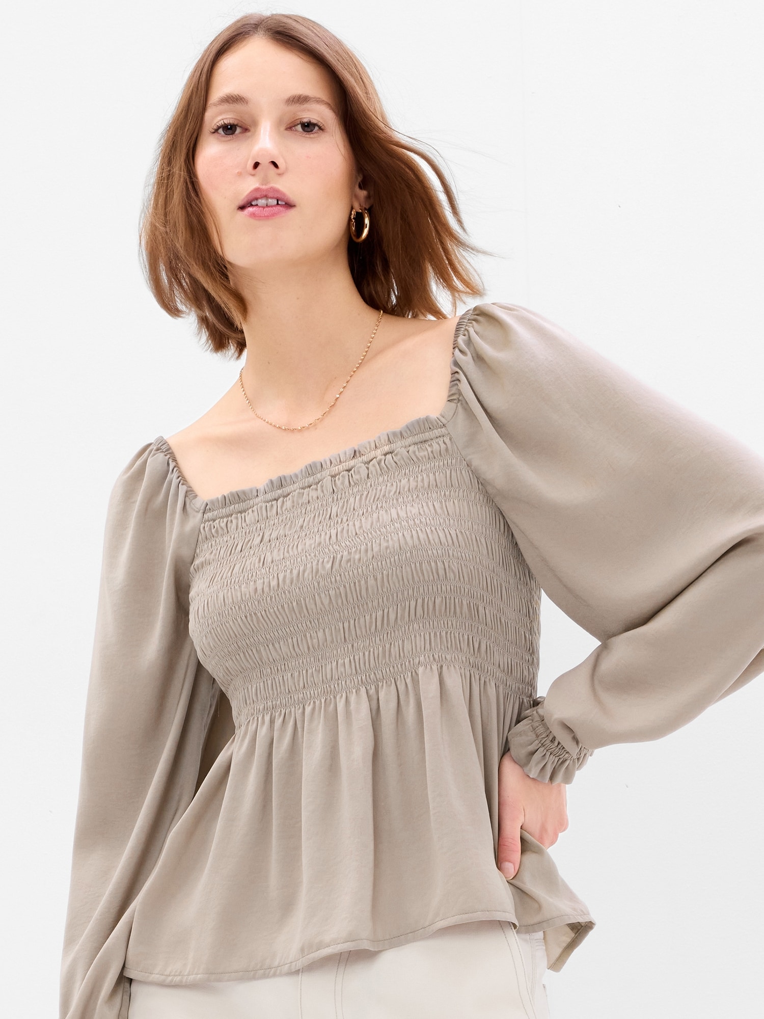 Smocked Peplum Top Gap