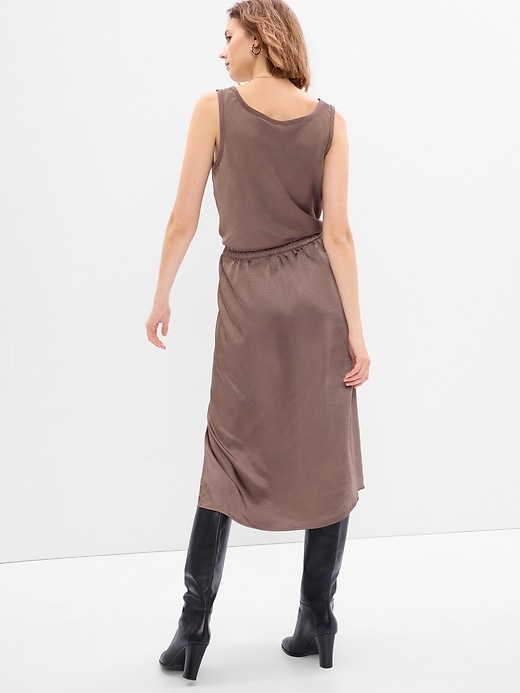 2 of 8 showing, with the color cashmere brown of product Satin Midi Skirt
