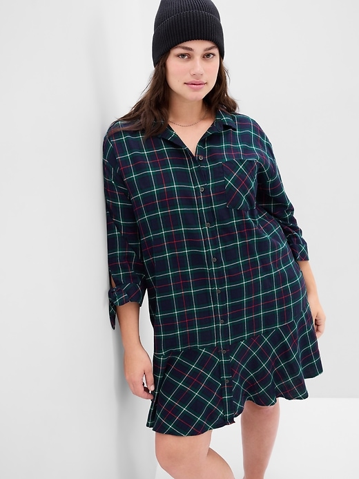 Image number 4 showing, Ruffle Hem Plaid Shirtdress