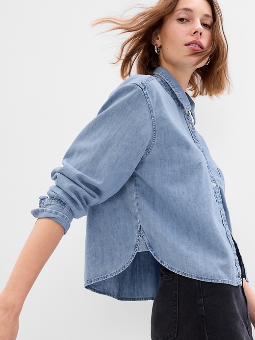Cropped Denim Shirt Gap