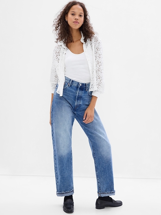 Image number 1 showing, Lace Cropped Shirt