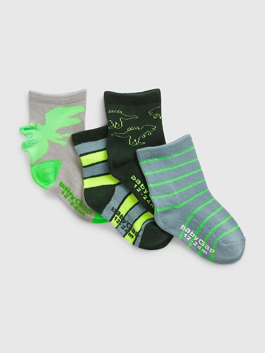 1 of 8 showing, with the color multi of product Toddler Dino Crew Socks (4-Pack)