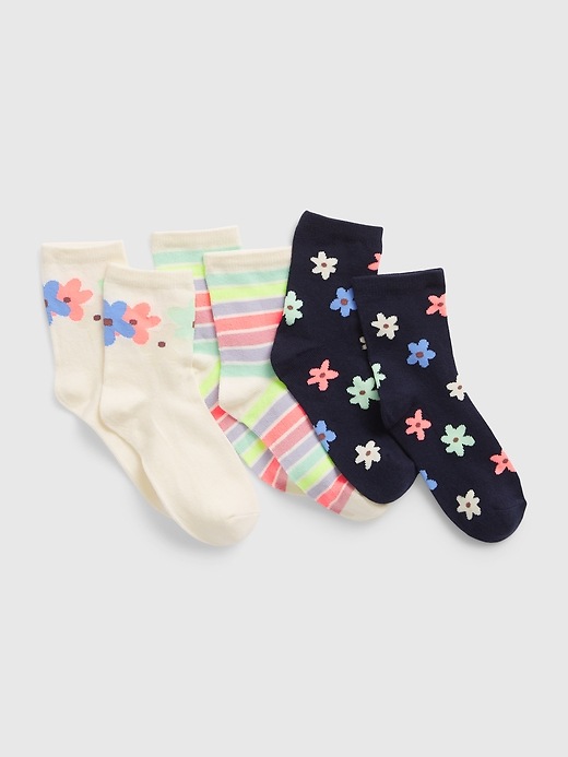 View large product image 1 of 1. Kids Flower Crew Socks (3-Pack)